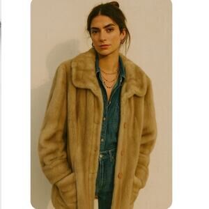 Vintage Boho Chic Effortless French Girl Oversized Fur Coat Brown